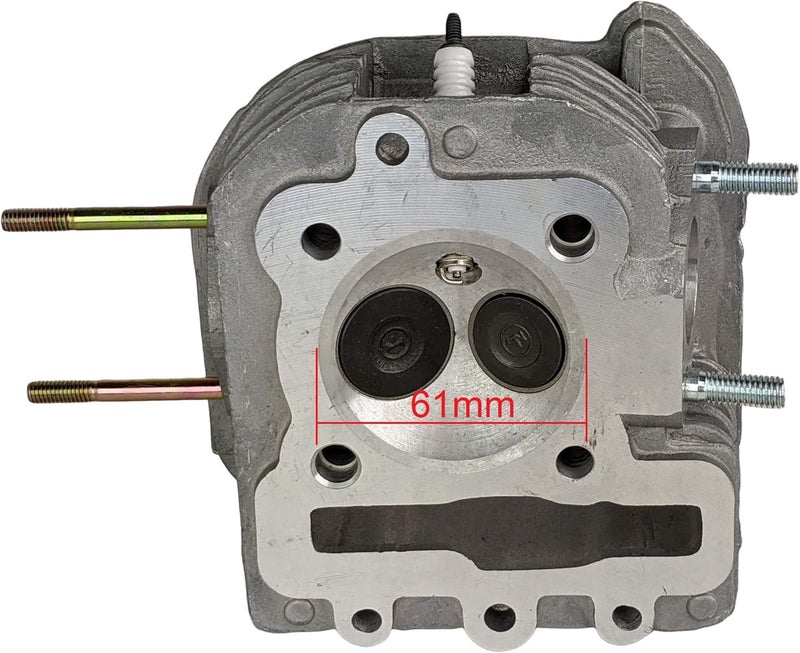 RedCap 170cc Gy6 61mm Big Bore Cylinder Head Assembly for Gy6 169cc & 200cc Engines TANK 200, TaoTao Bull 200 With 57mm Stud Spacing - Type K-block Superiority (Engine LF161QMK) - Image 3